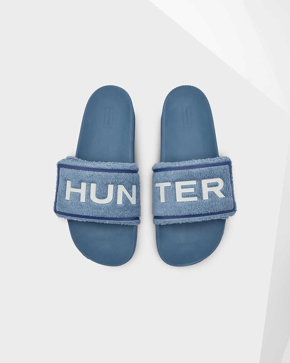 Hunter Original Verstellbare Frottee-Logo-Pantoletten Herren - Hunter Sandalen Blau | Germany 367RDB